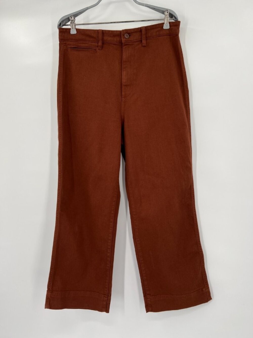 Quince Women's Rust Stretch Cotton Twill Wide-Leg Crop Pants sz 29 Rust NWT